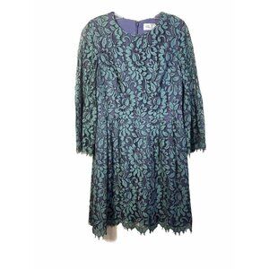 Eliza J Bell Sleeve Lace Fit & Flare Green Blue Dress Sz 8 Summer Cocktail Party